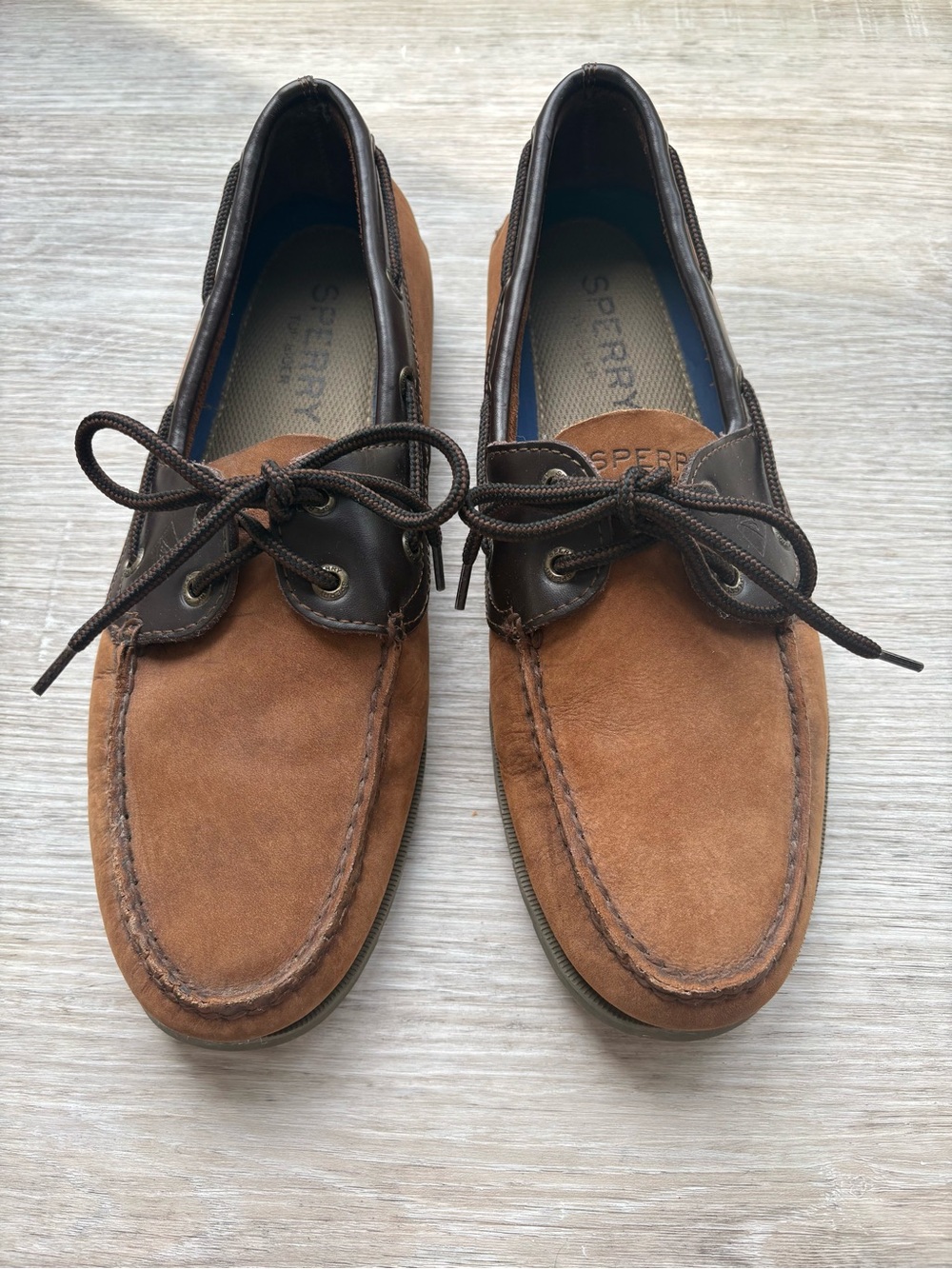 Sperry Two-Tone Brown Suede & Dark Brown Leather Men’s Boat Shoes